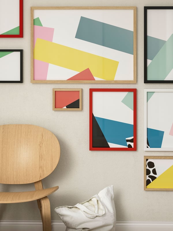 IKEA RÖDALM birch effect frame in the living room.