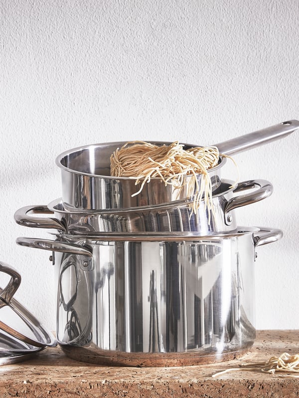 A stainless steel IKEA 365+ cookware