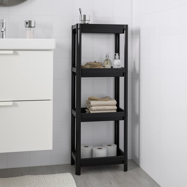 A black VESKEN shelf unit