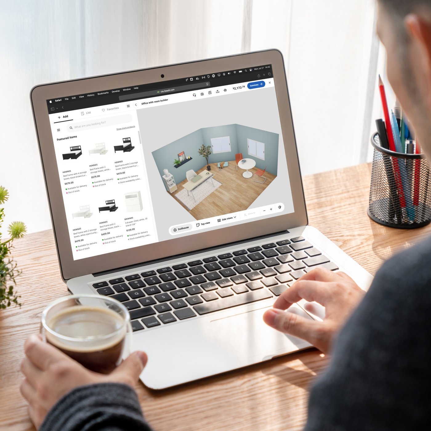 IKEA kreativ planning tool on a laptop.