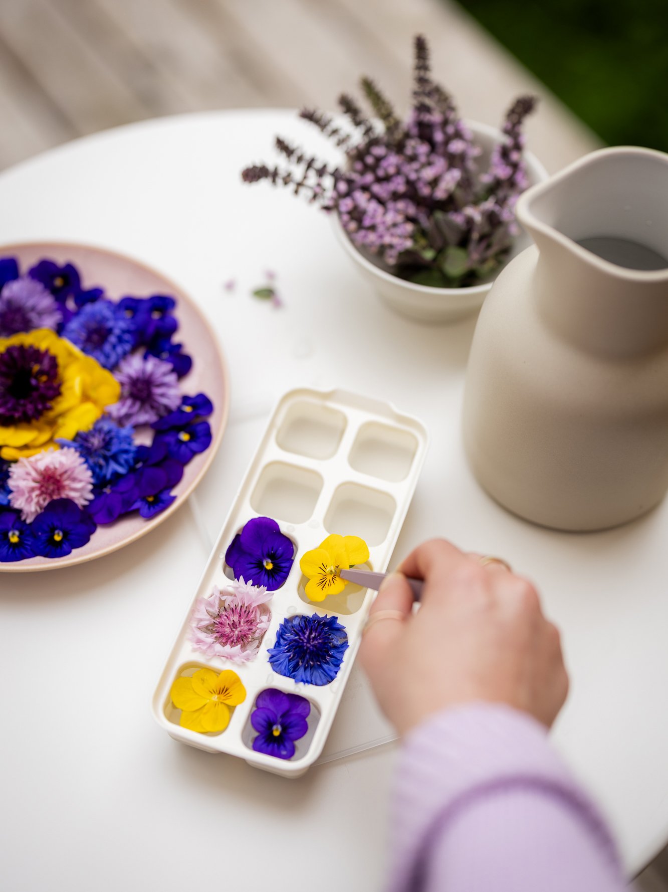 A mixed colours SPJUTROCKA ice cube tray with lid