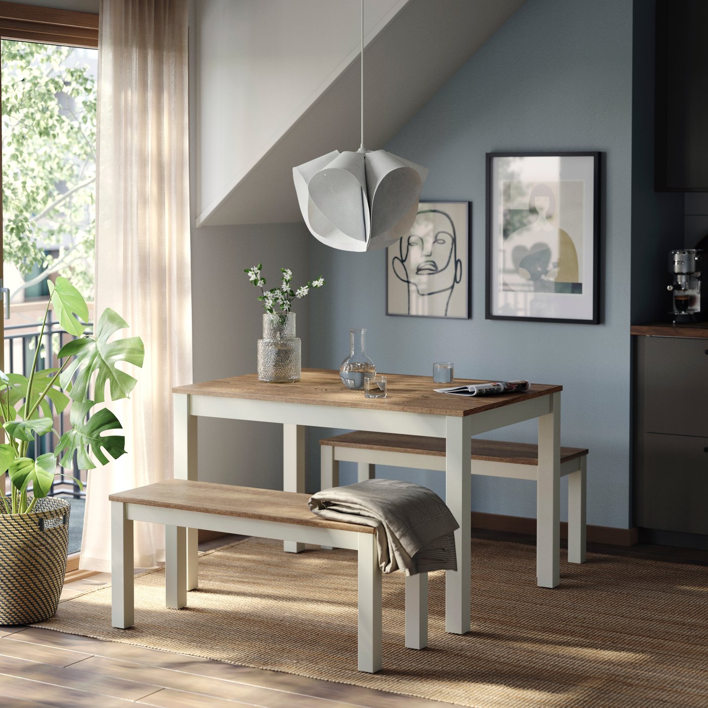 A beige/brown ÅLHULT bench
