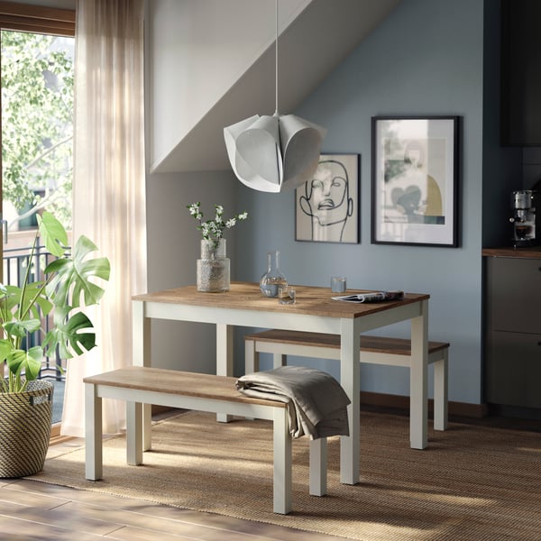 A beige/brown ÅLHULT bench
