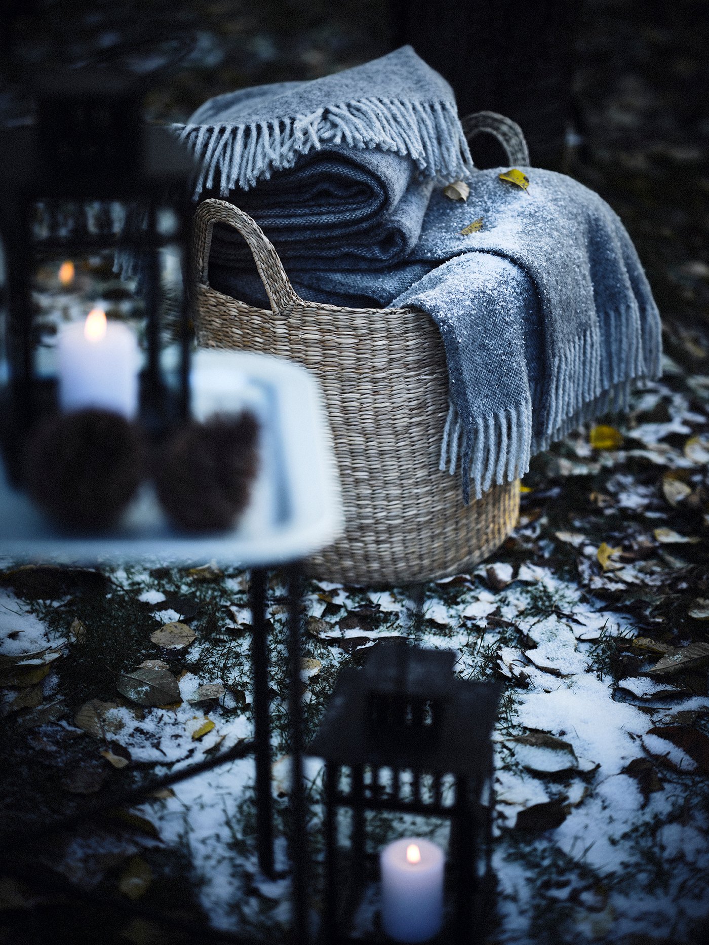 An in/outdoor black BORRBY lantern for block candle outside