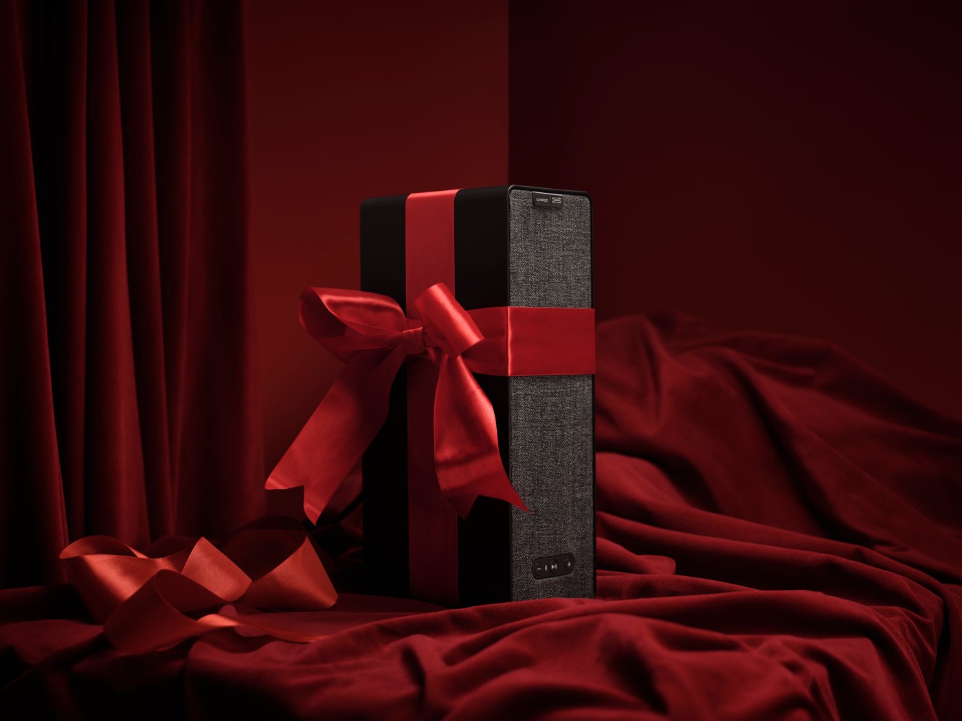 A black smart/gen 2 SYMFONISK WiFi bookshelf speaker