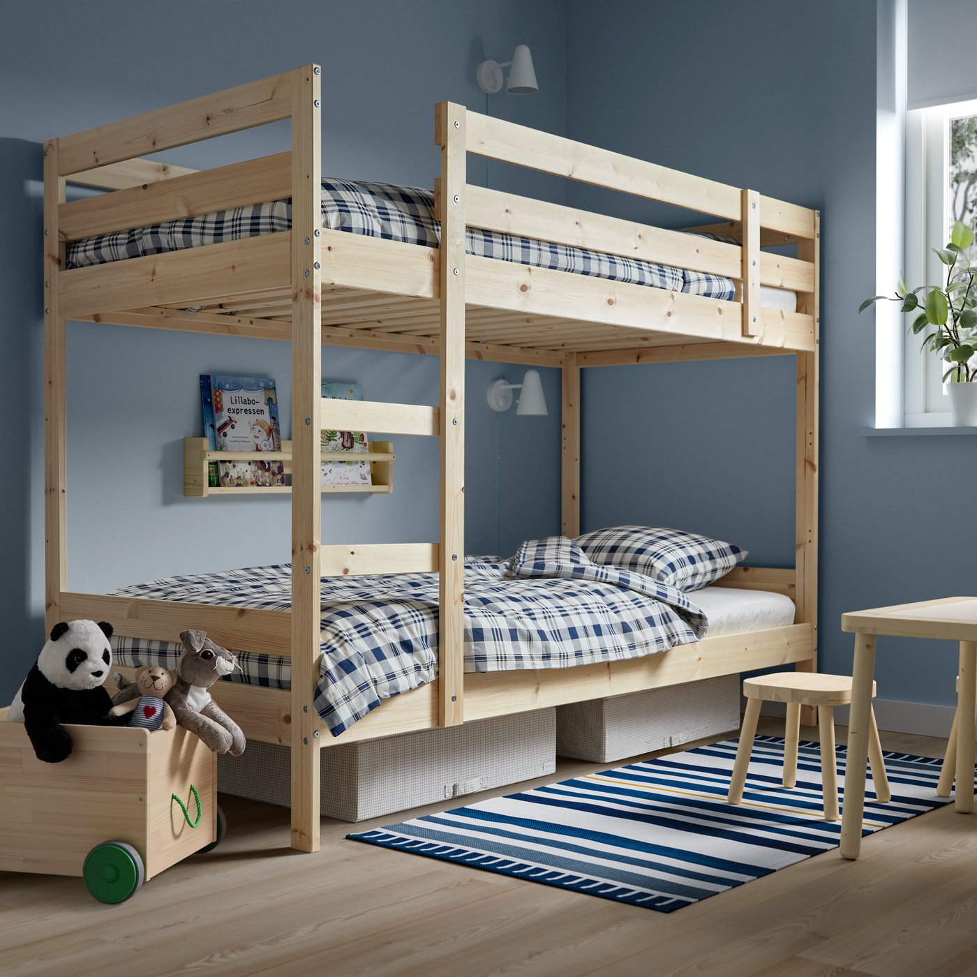 A pine MYDAL bunk bed frame