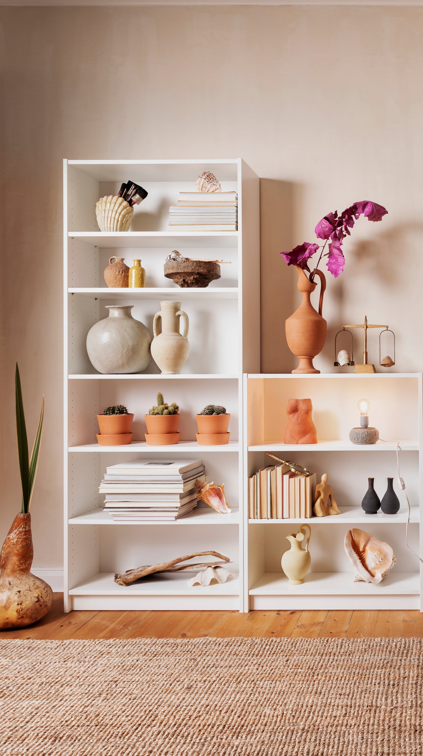 A white BILLY bookcase in the living room