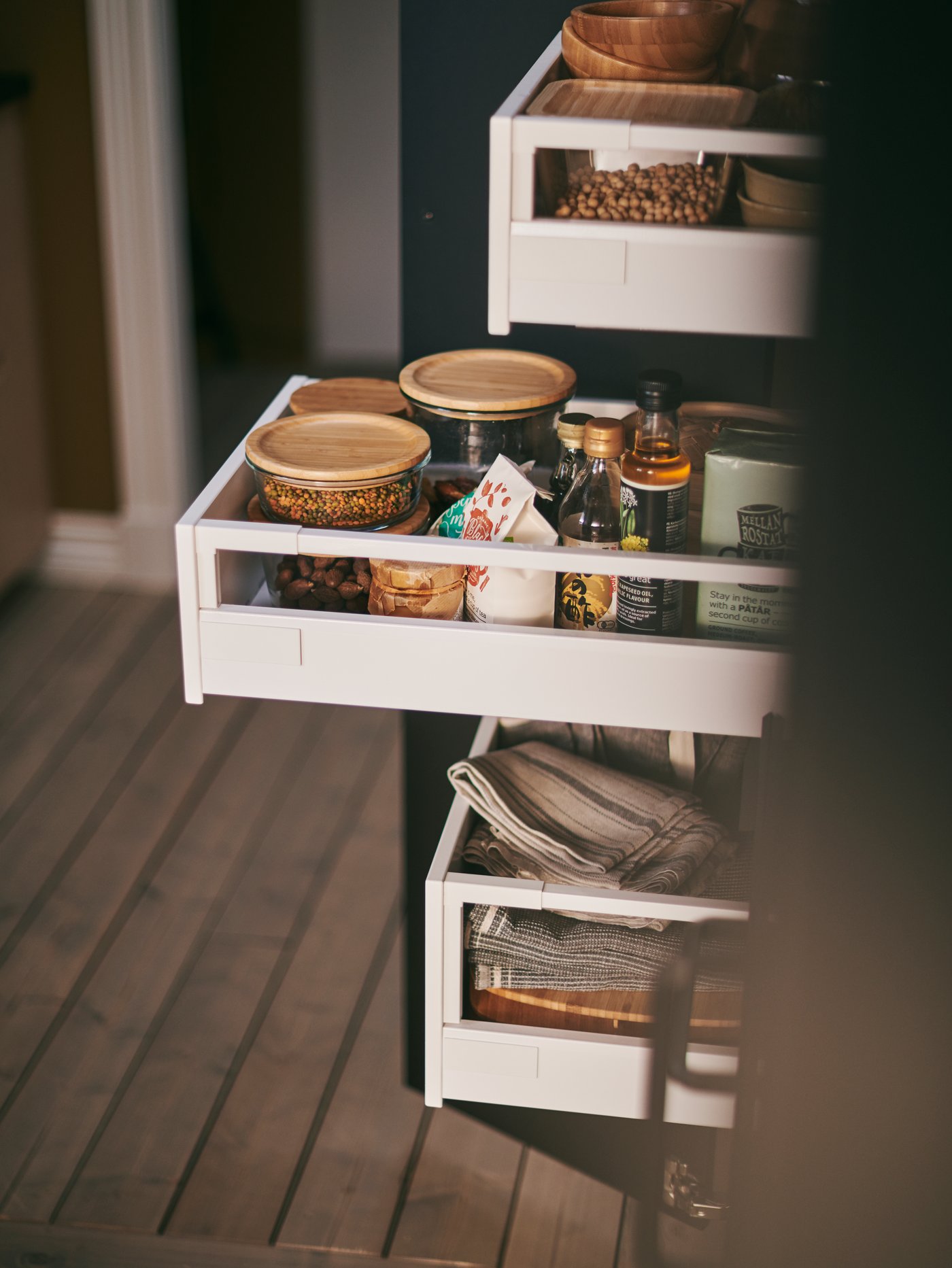 white drawer with organised utensils inside