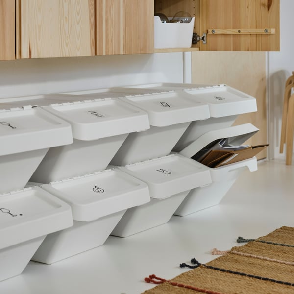 A white SORTERA waste sorting bin with lid