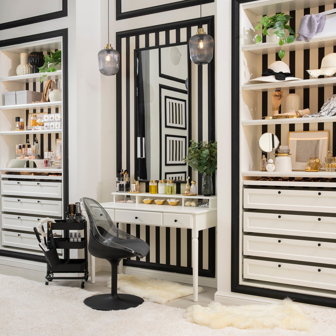 A white PAX wardrobe frame in the bedroom