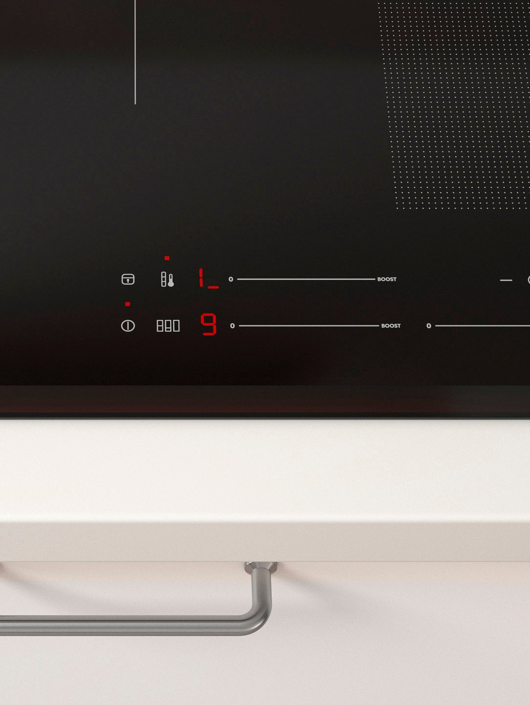 An IKEA 700 black BLIXTSNABB induction hob in the kitchen