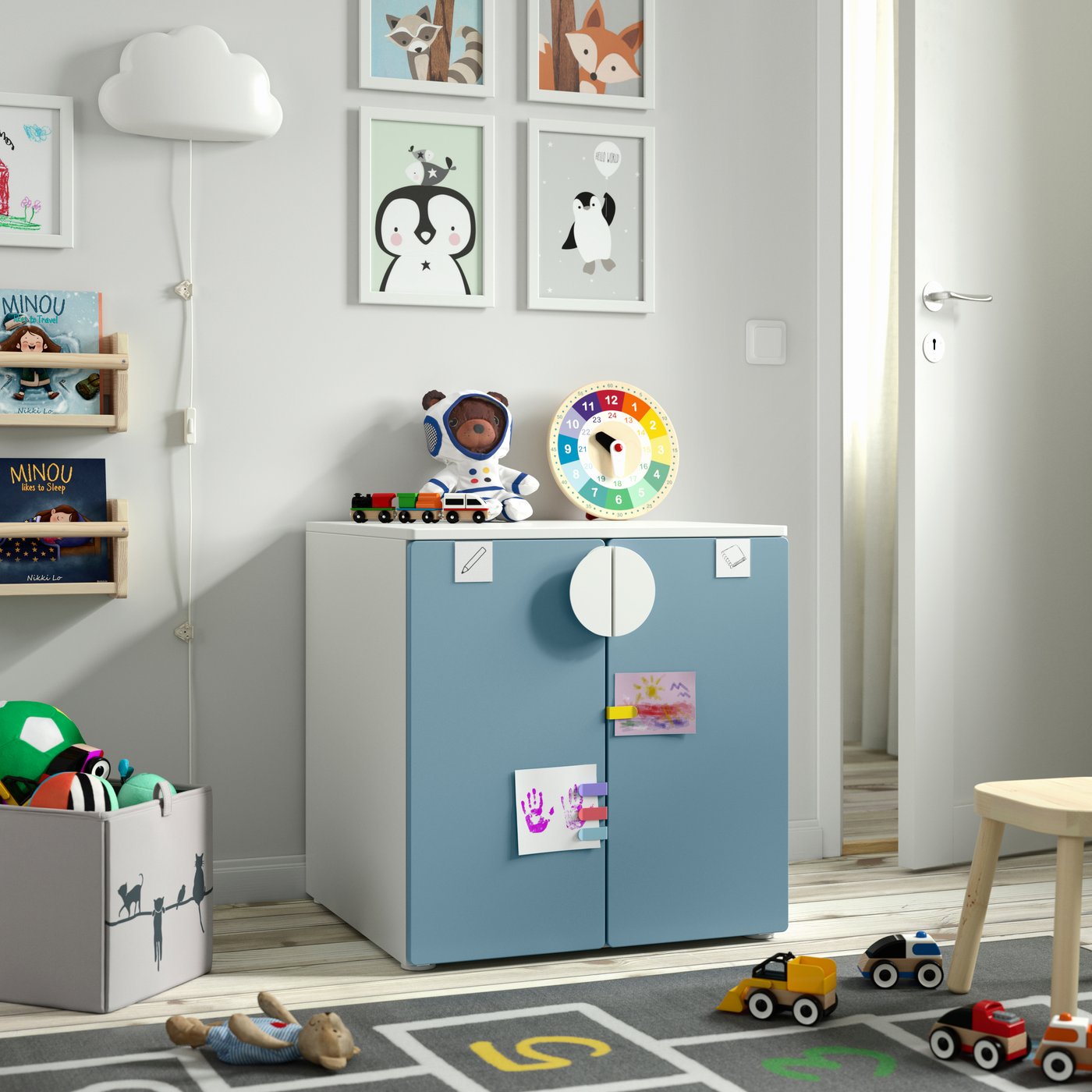 A white blue/with 1 shelf PLATSA cabinet