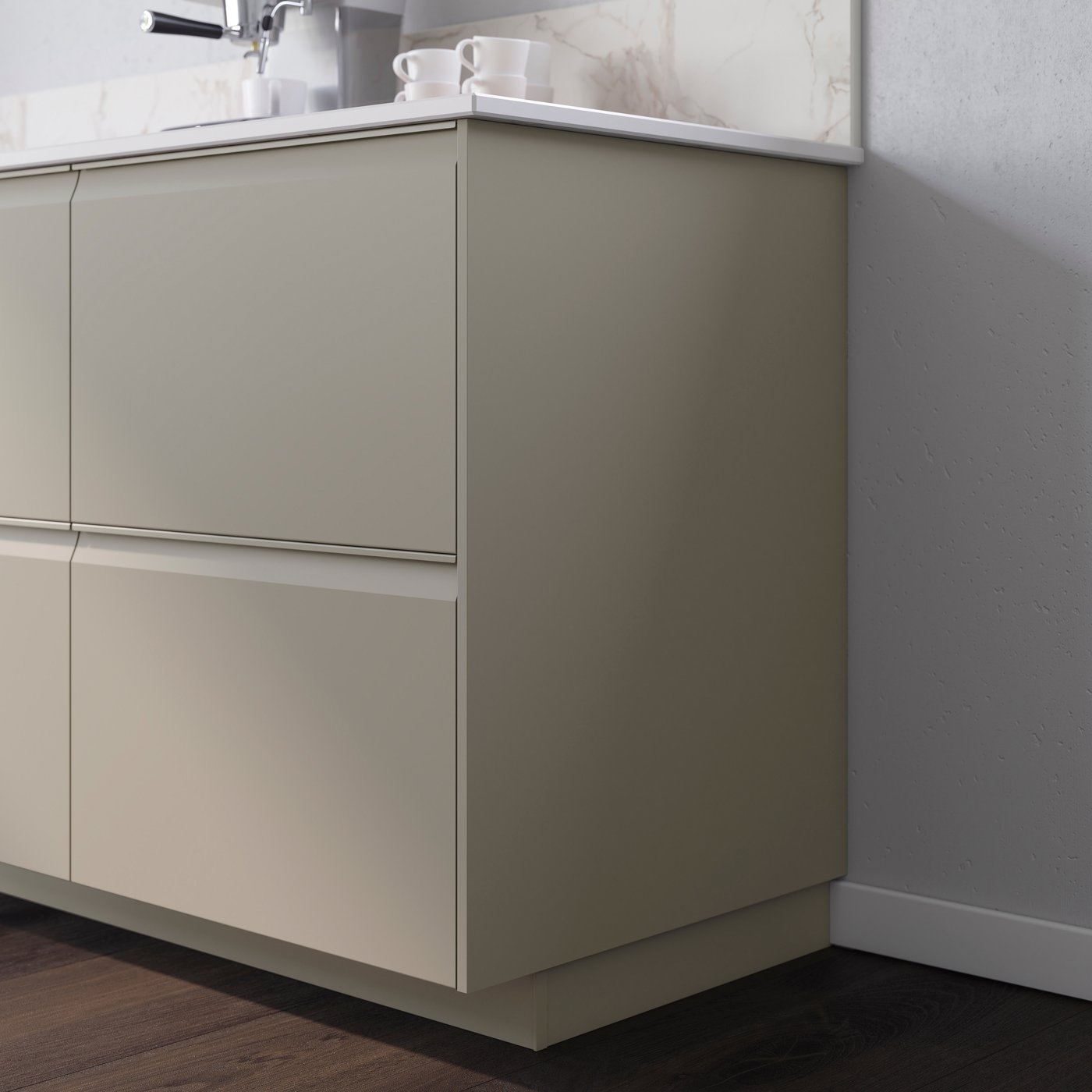 A matt dark beige UPPLÖV drawer front