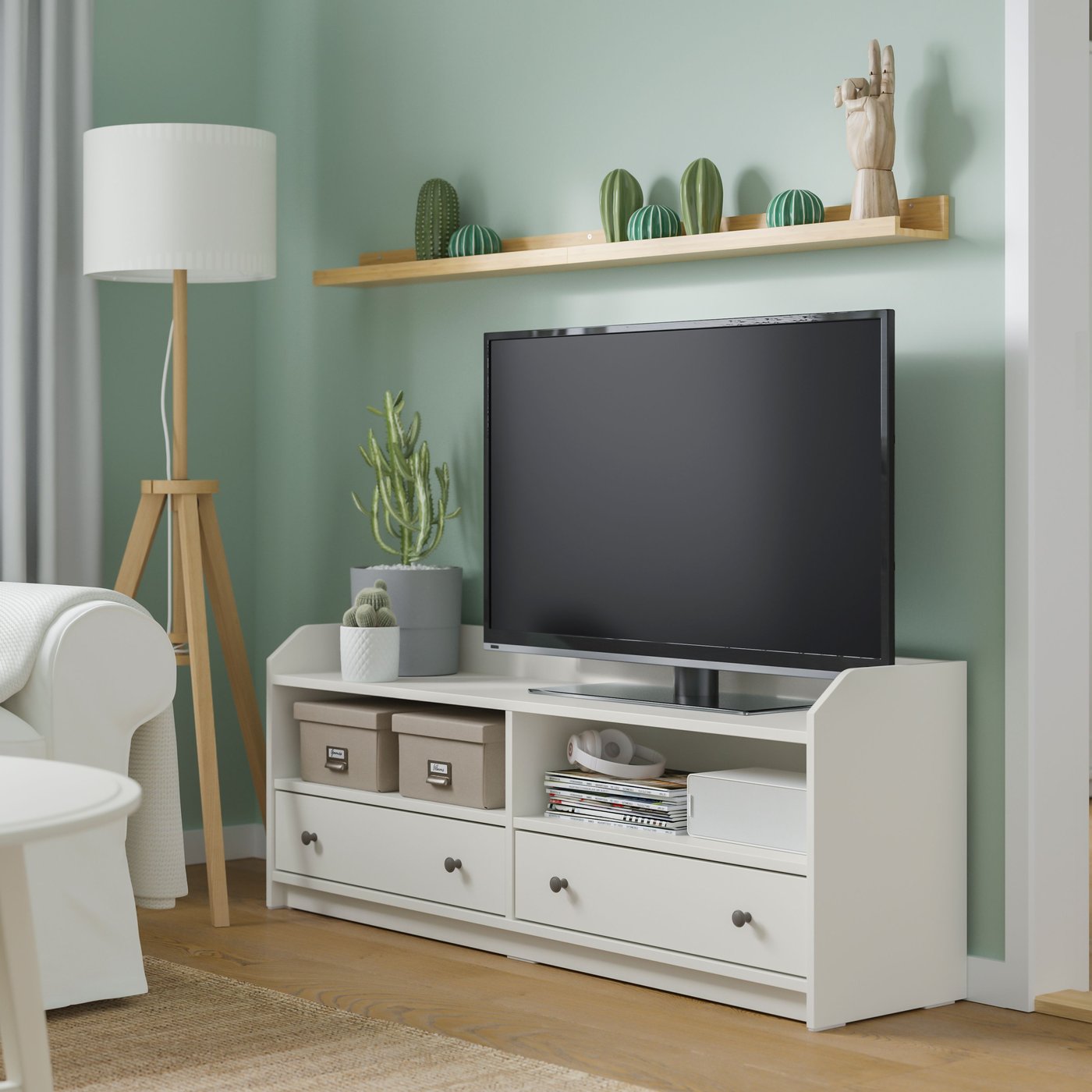 Un meuble TV HAUGA blanc
