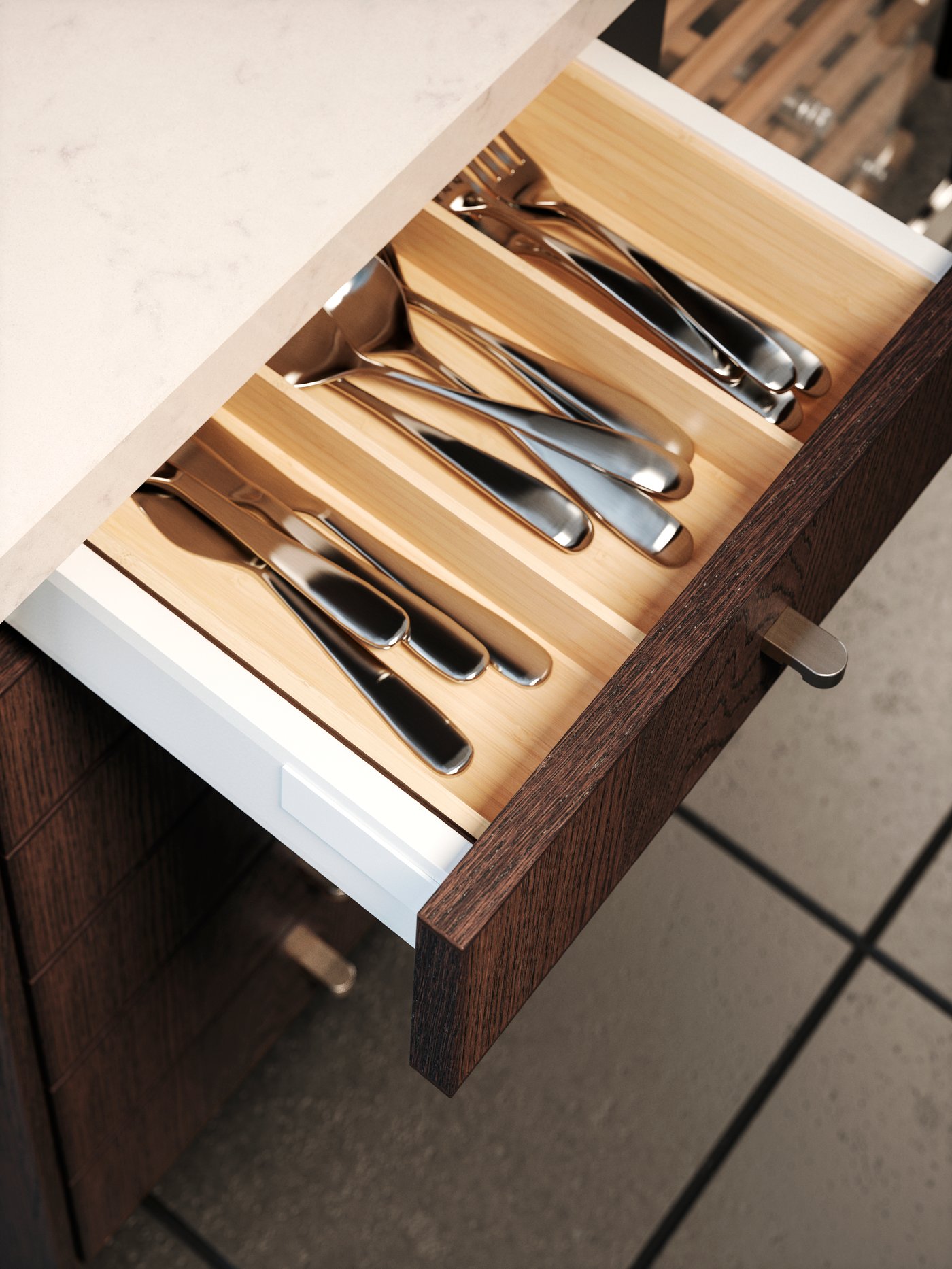 A light bamboo UPPDATERA cutlery tray