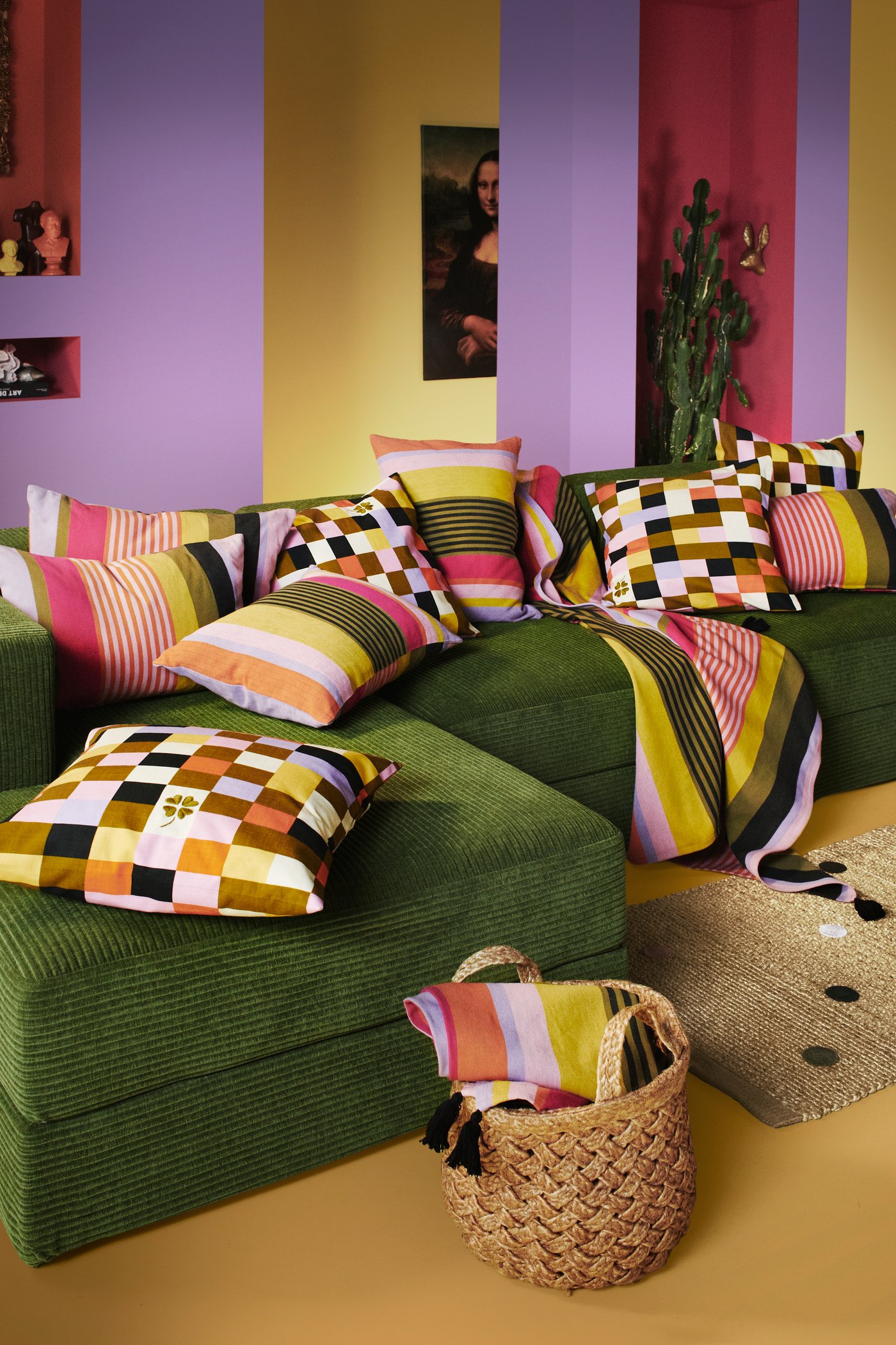 A with armrest/Samsala dark yellow-green JÄTTEBO chaise longue module, left in the living room