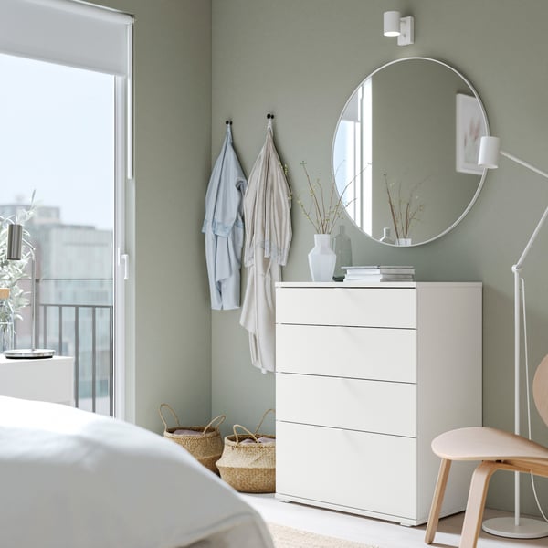 A white/anchor/unlock-function STORKLINTA chest of 4 drawers