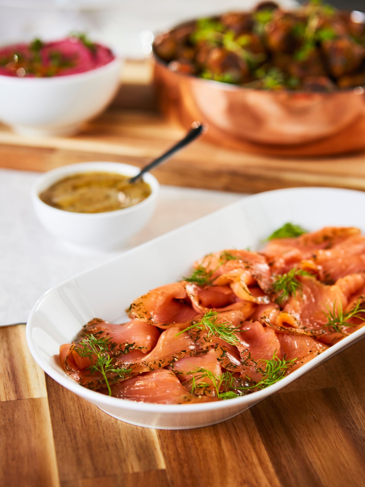 An ASC certified/frozen SJÖRAPPORT cured cold smoked salmon in the NA