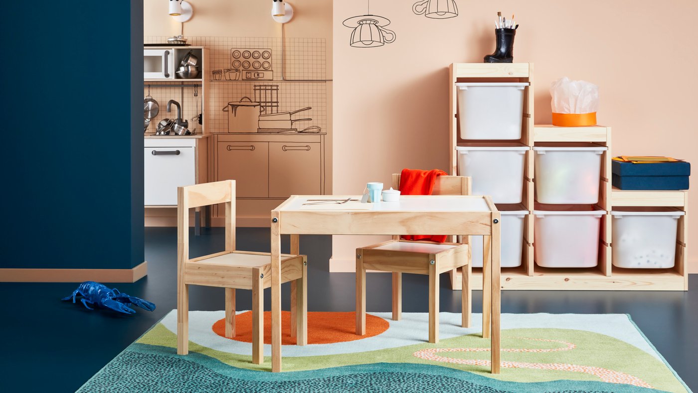 A light white stained pine/white TROFAST storage combination
