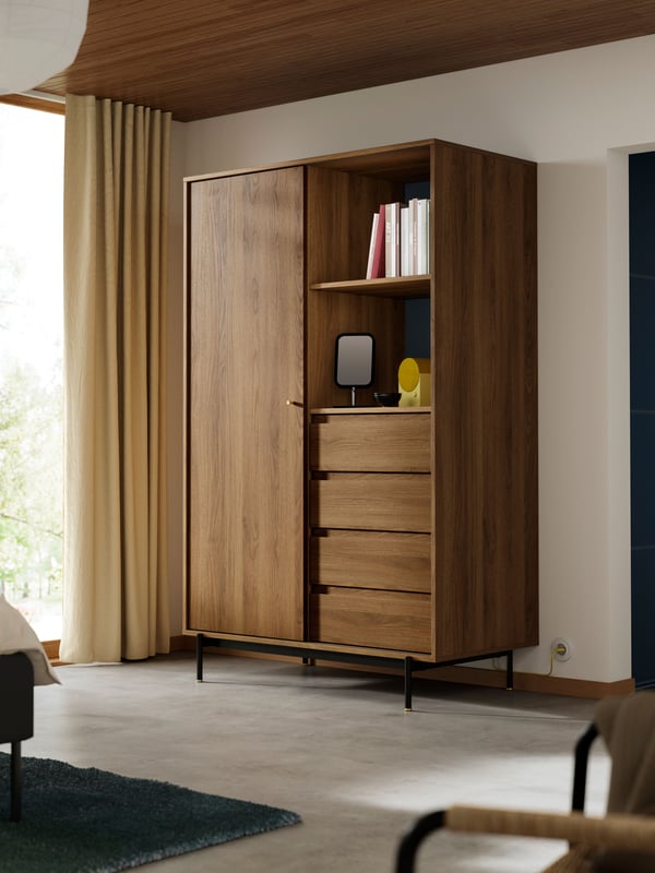 A brown walnut effect RÅDMANSÖ wardrobe