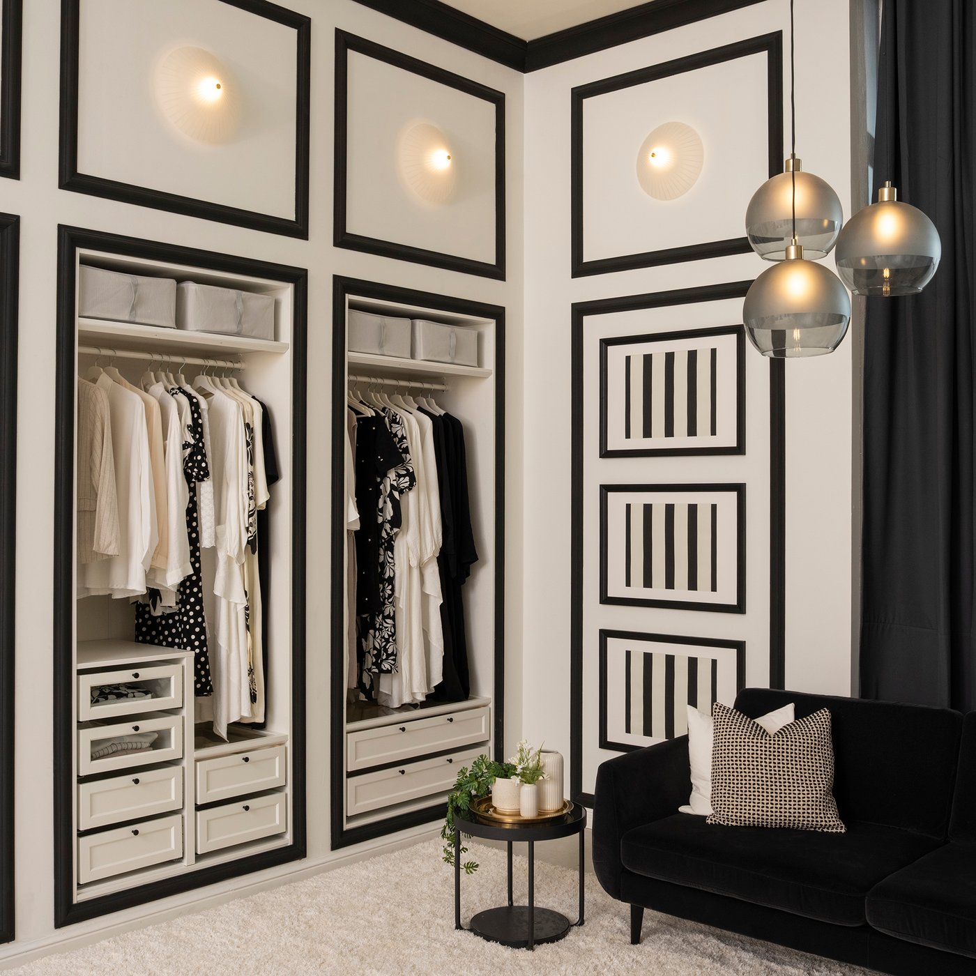 A white PAX wardrobe frame in the bedroom