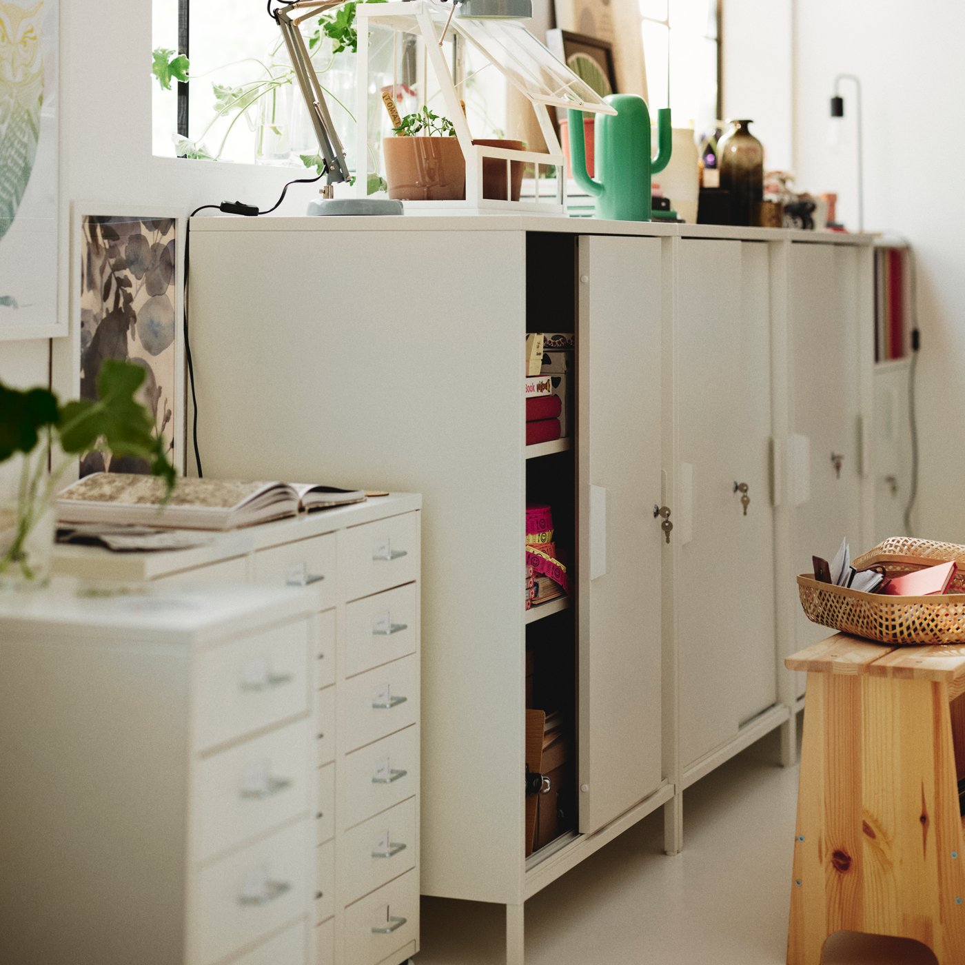 A white HELMER drawer unit on castors