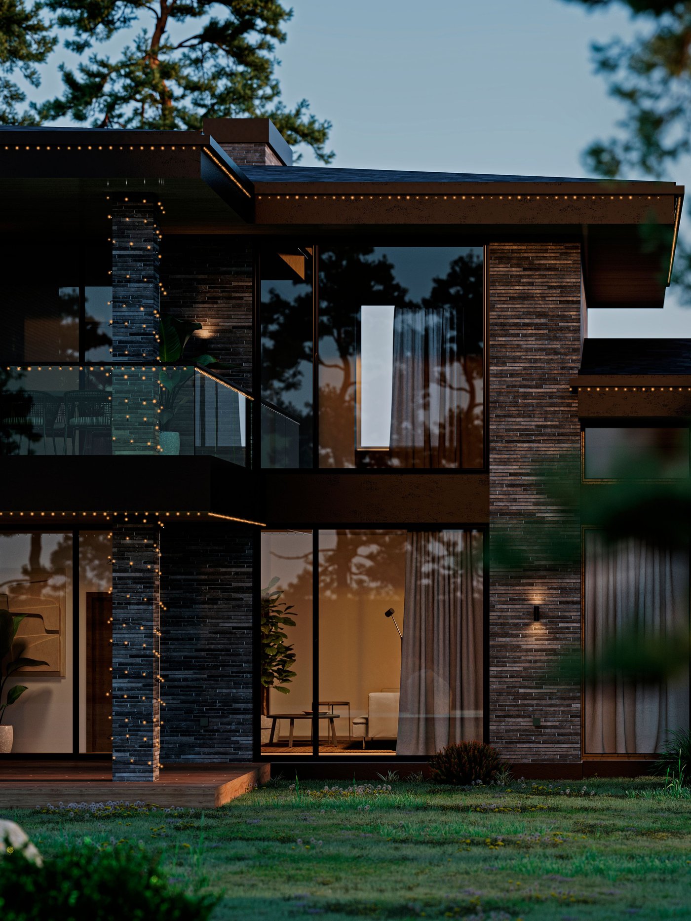 An adjustable colour outdoor GETKÅL LED lighting chain outside.