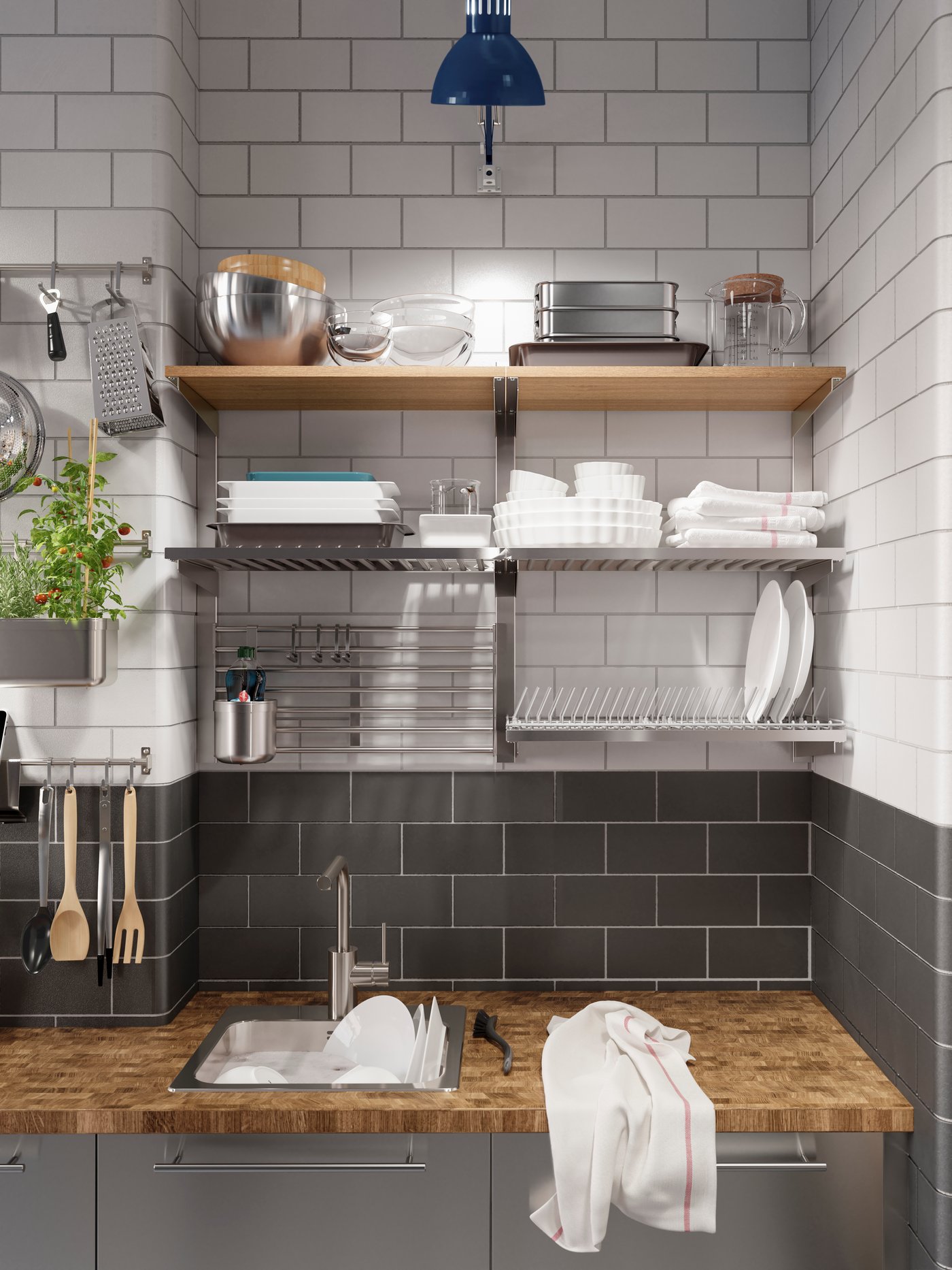 wall cabinet or storage with organised utensils