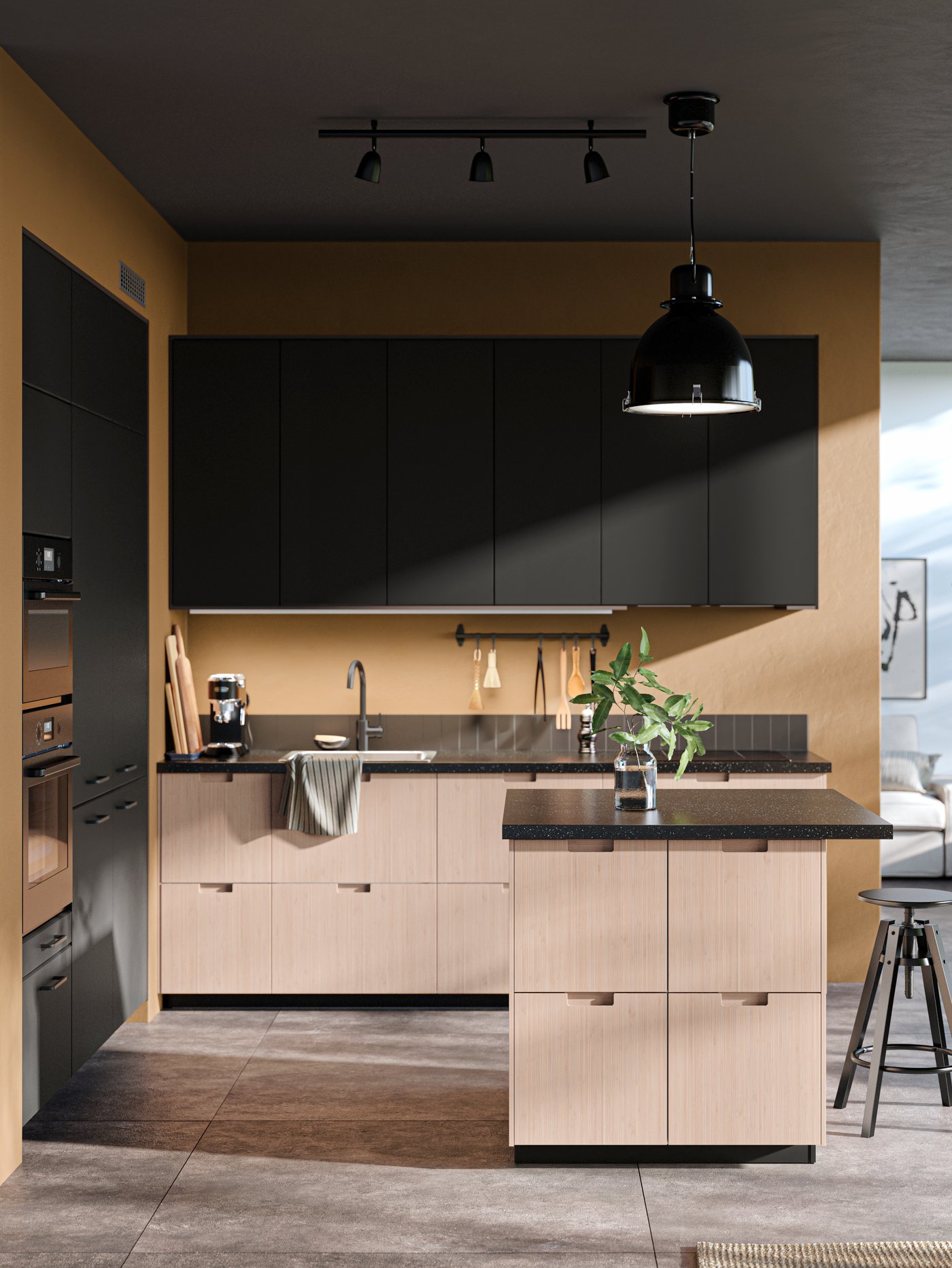 A black SKURUP ceiling track, 3-spots