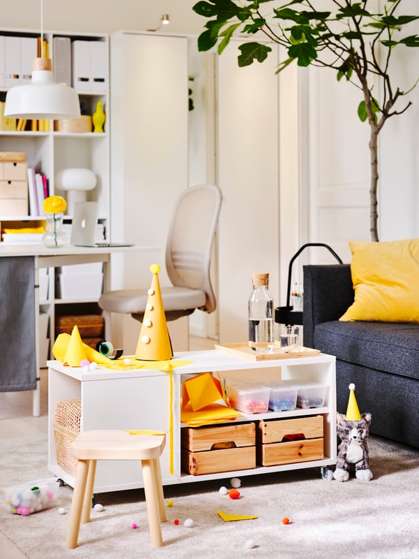 Coffee table with boxes