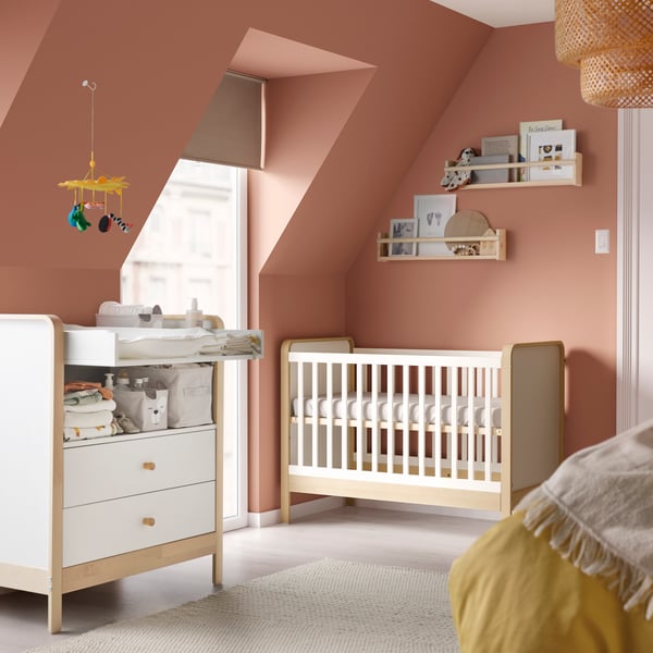 White ALSKVARD 2-piece baby furniture set featuring a safe and coordinated design
