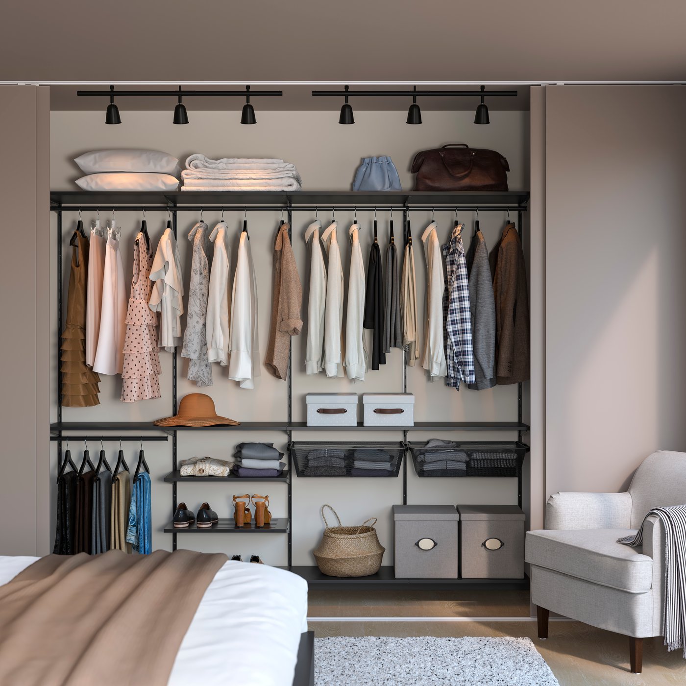 An anthracite BOAXEL wardrobe combination