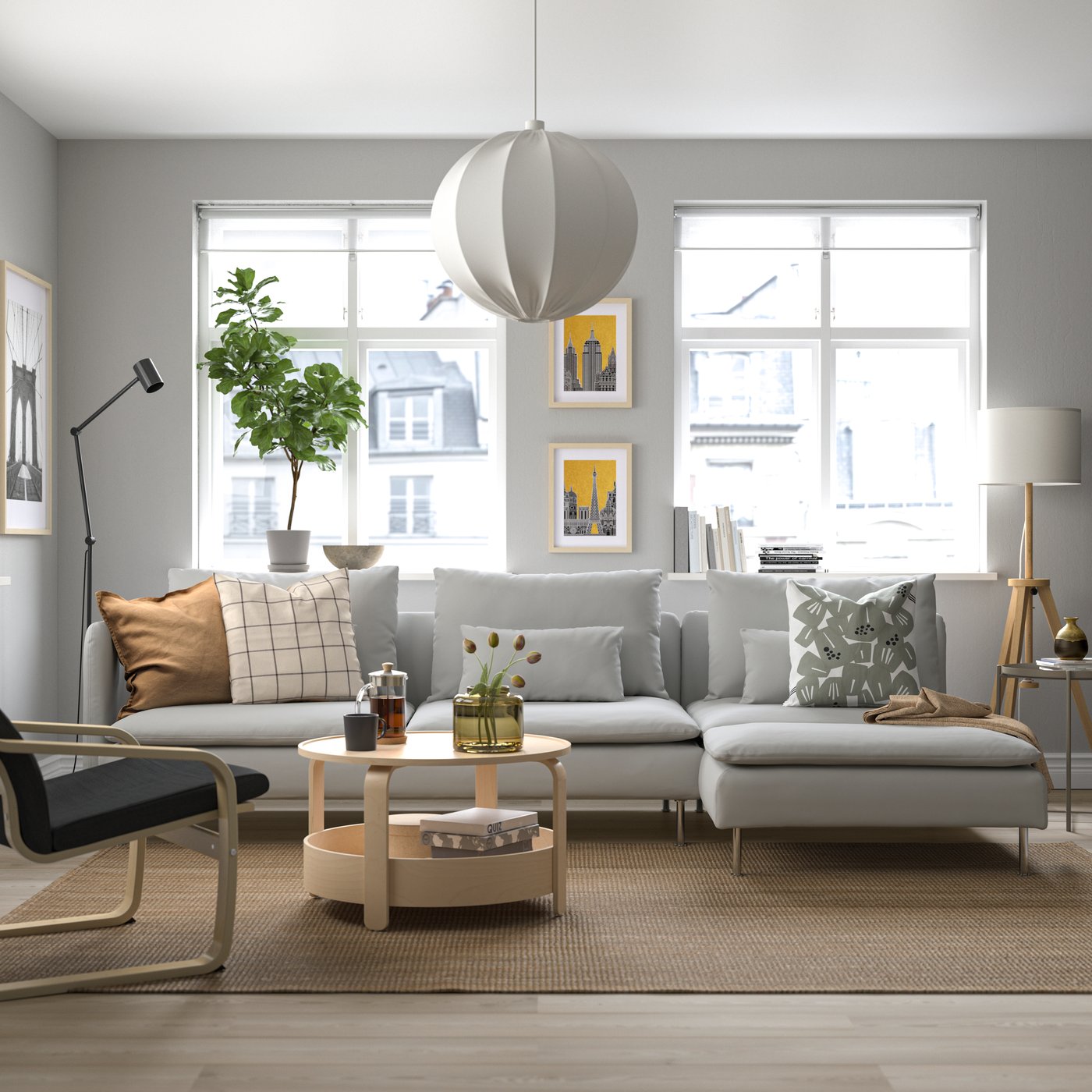 A with open end/Tallmyra white/black SÖDERHAMN 4-seat sofa with chaise longue