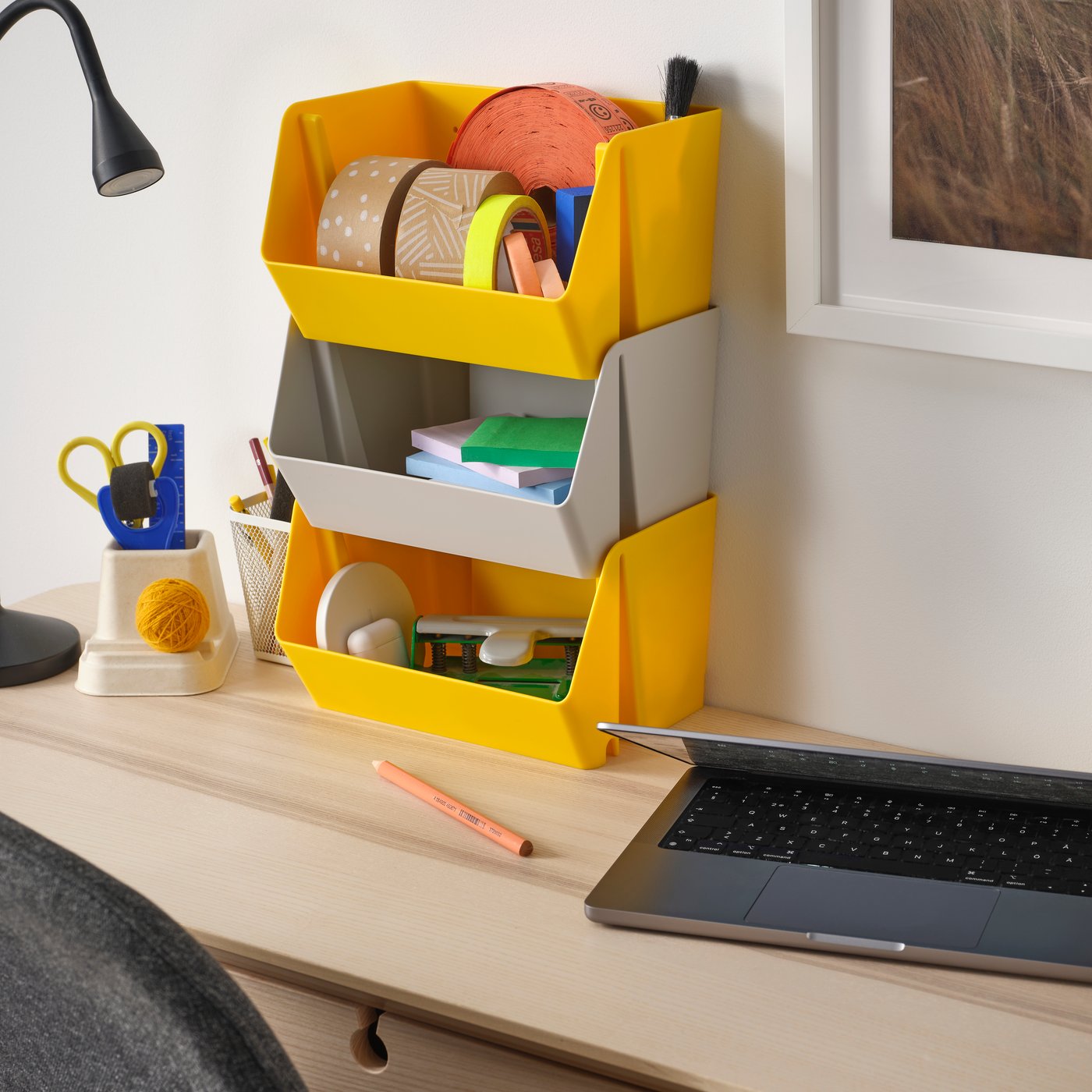 A light grey FODERTRÅG organiser for desk/wall