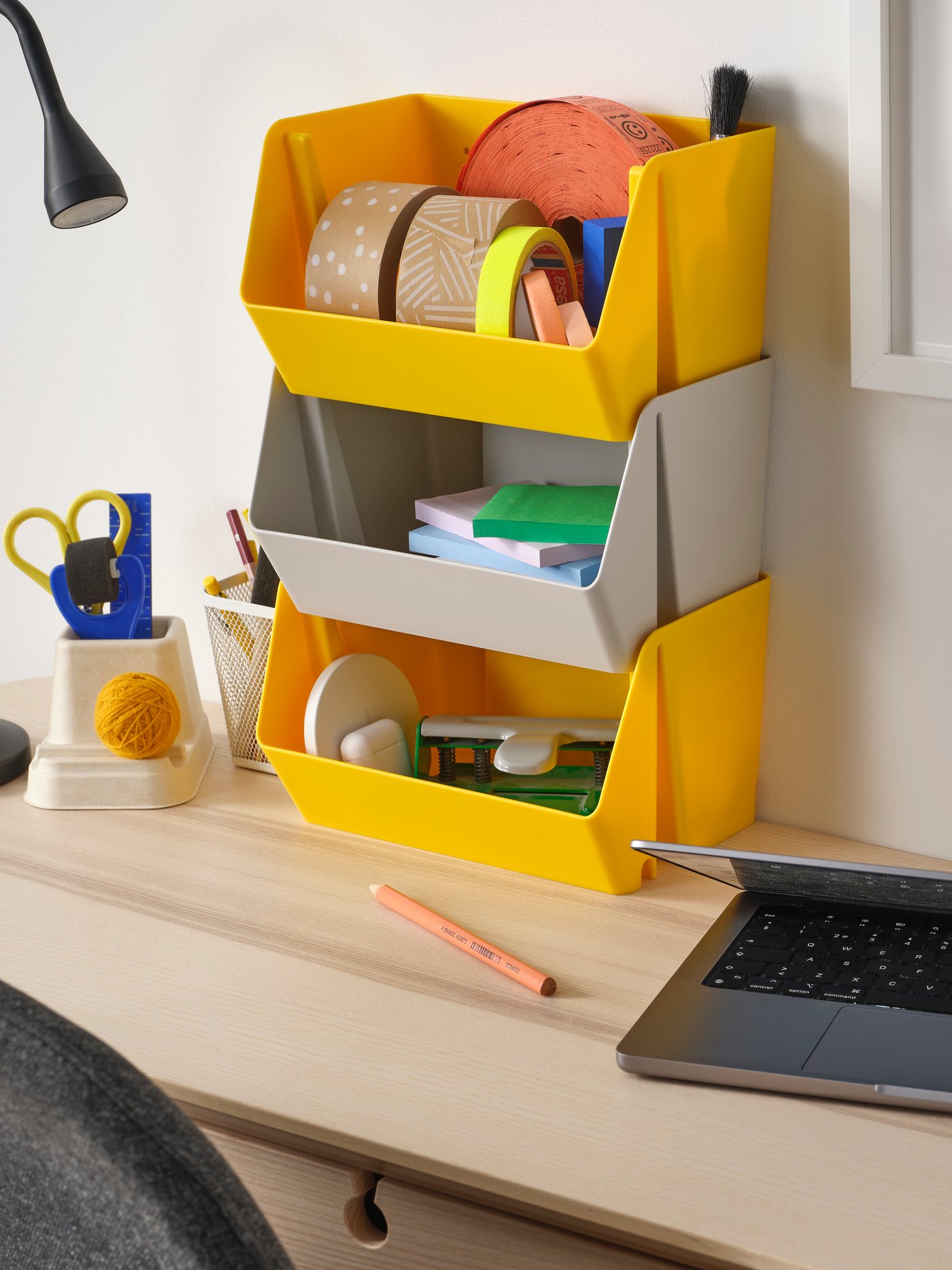 A light grey FODERTRÅG organiser for desk/wall