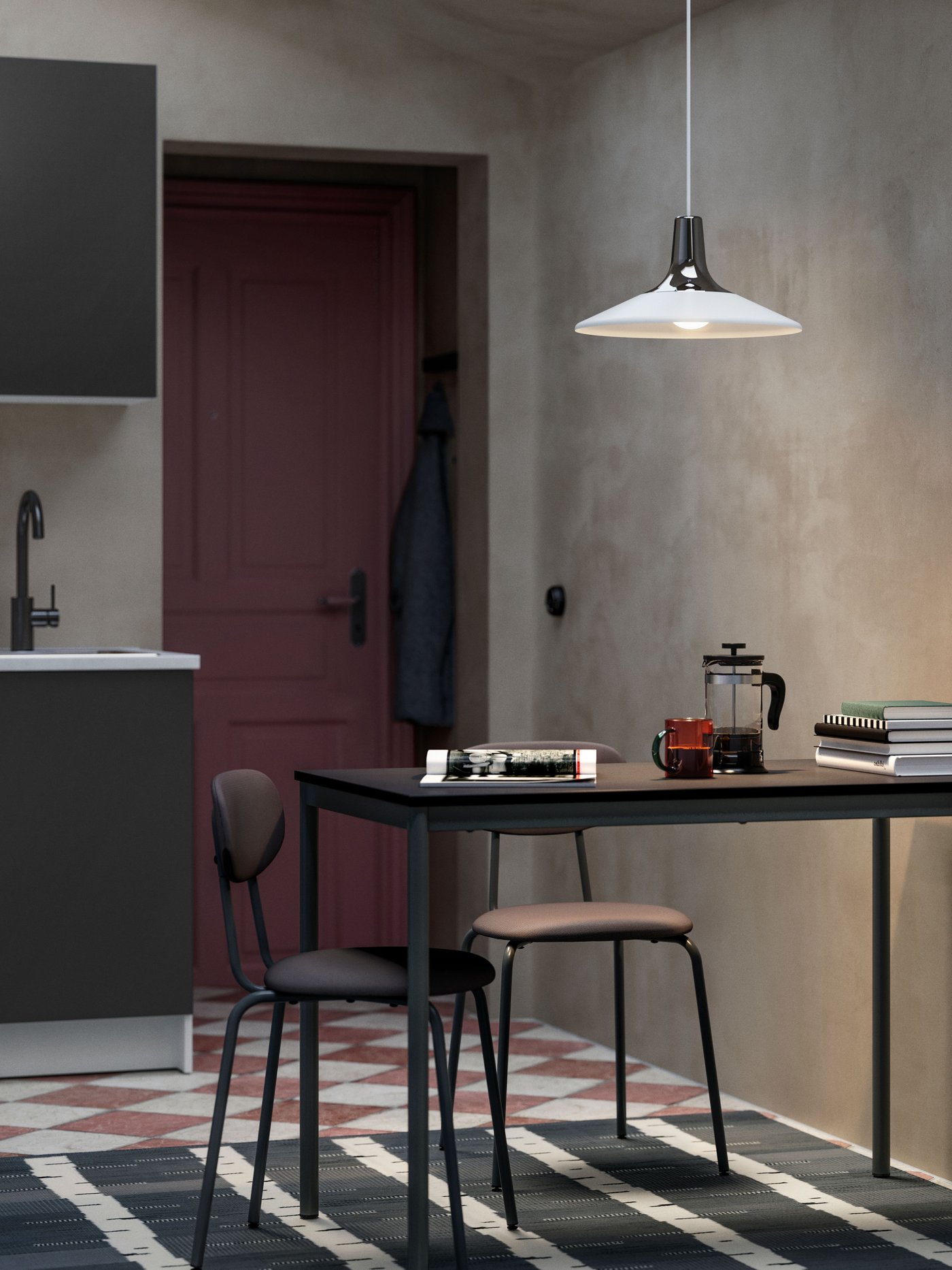 A black SANDSBERG table in the dining room