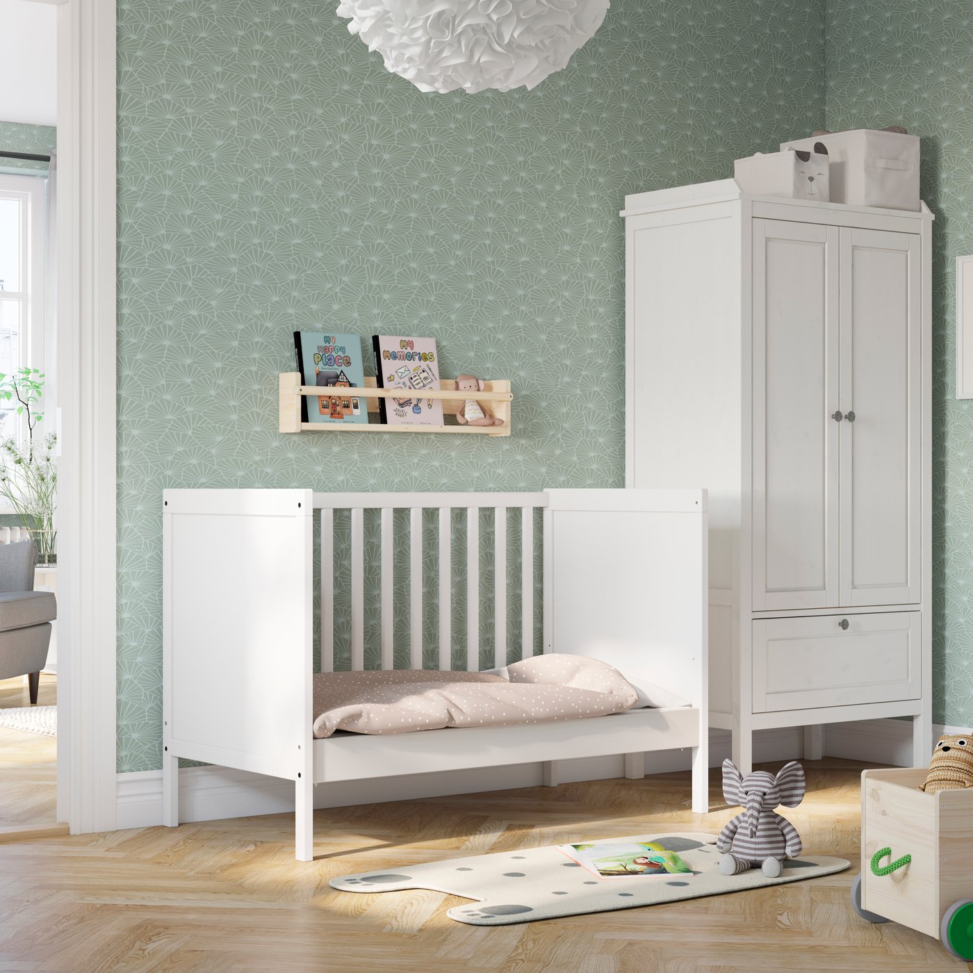 A white SUNDVIK cot