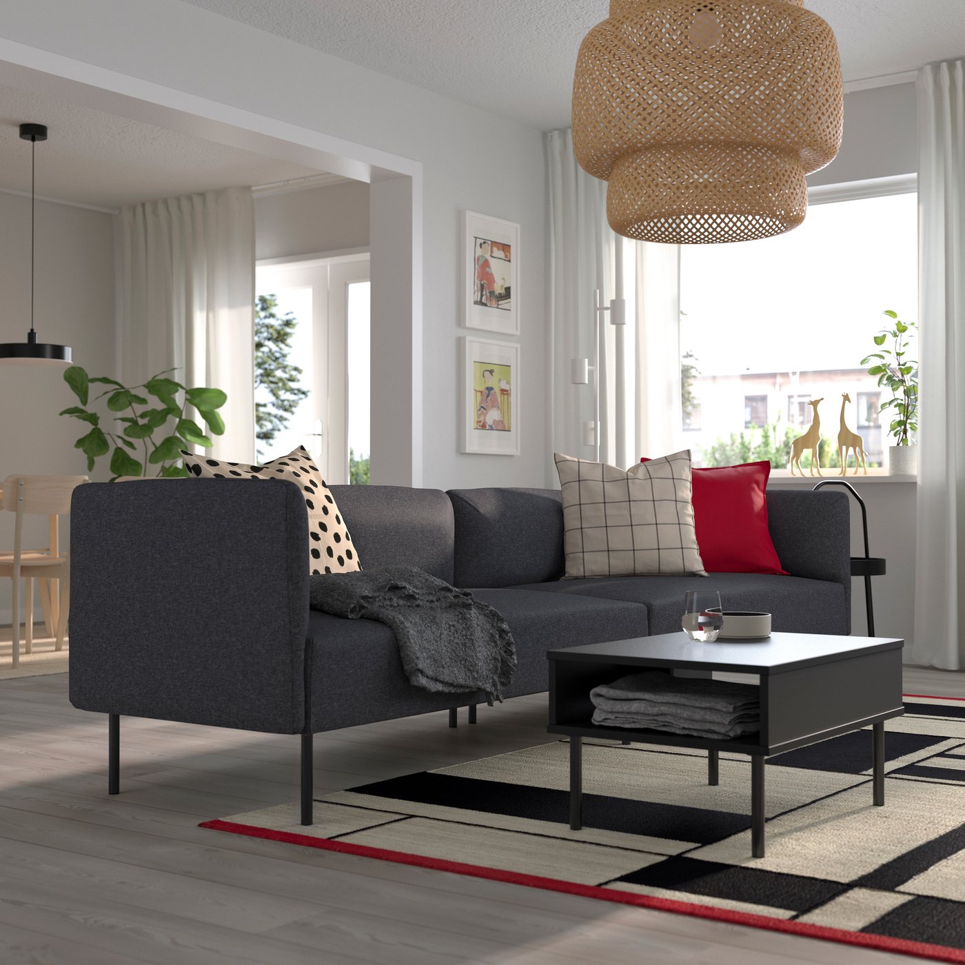 A Gunnared/dark grey metal LILLEHEM 4-seat modular sofa