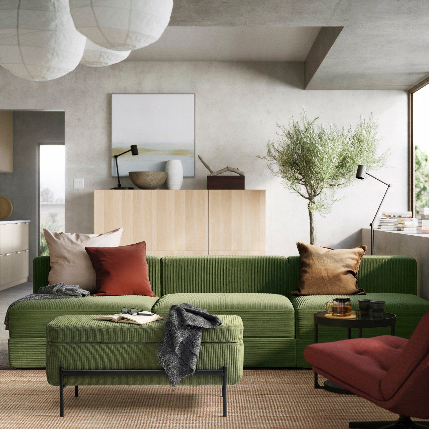 A with storage/Samsala dark yellow-green VALTORP bench