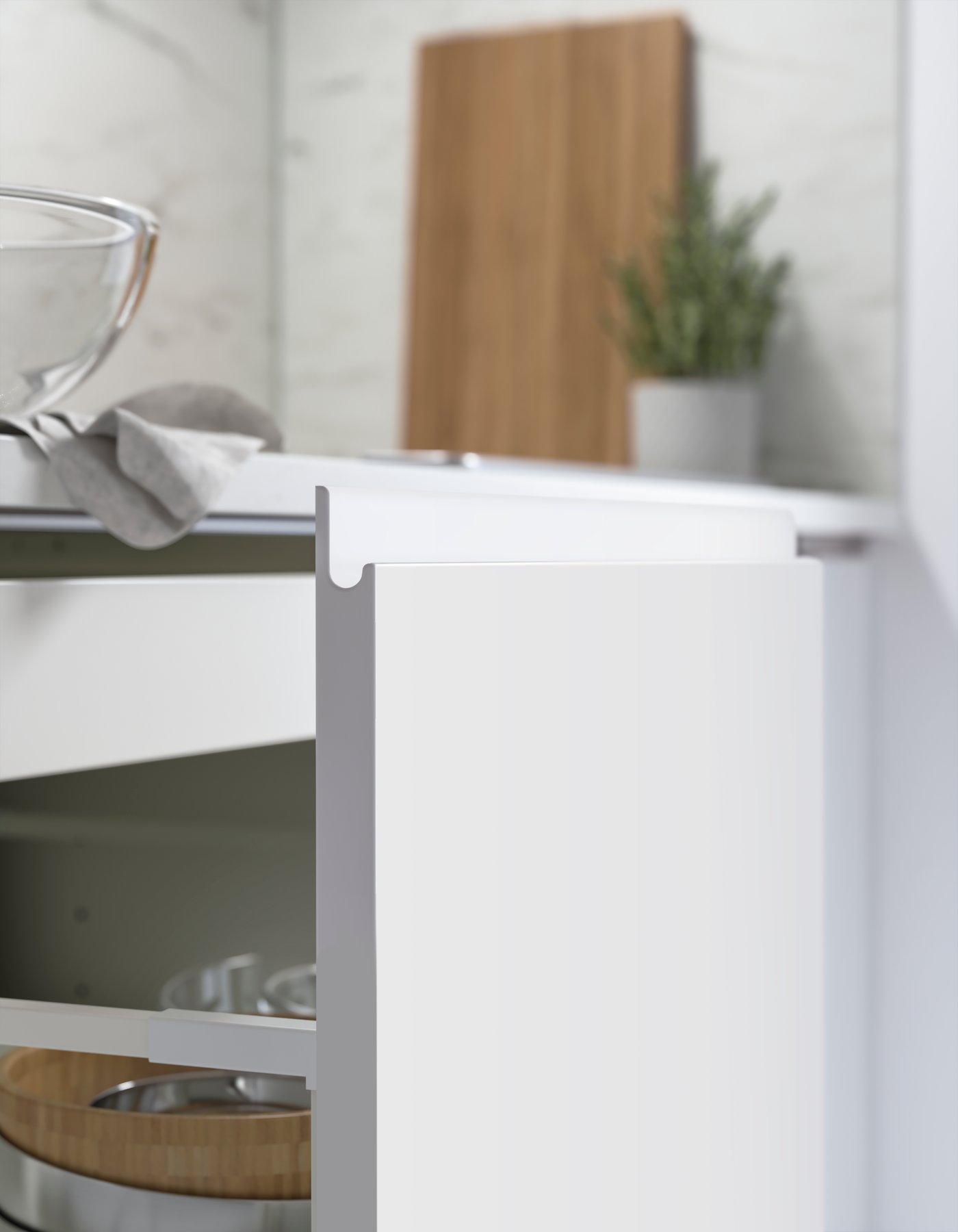 A matt white VOXTORP door