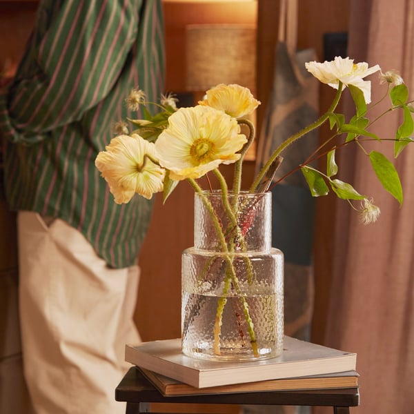 A clear glass/patterned KONSTFULL vase