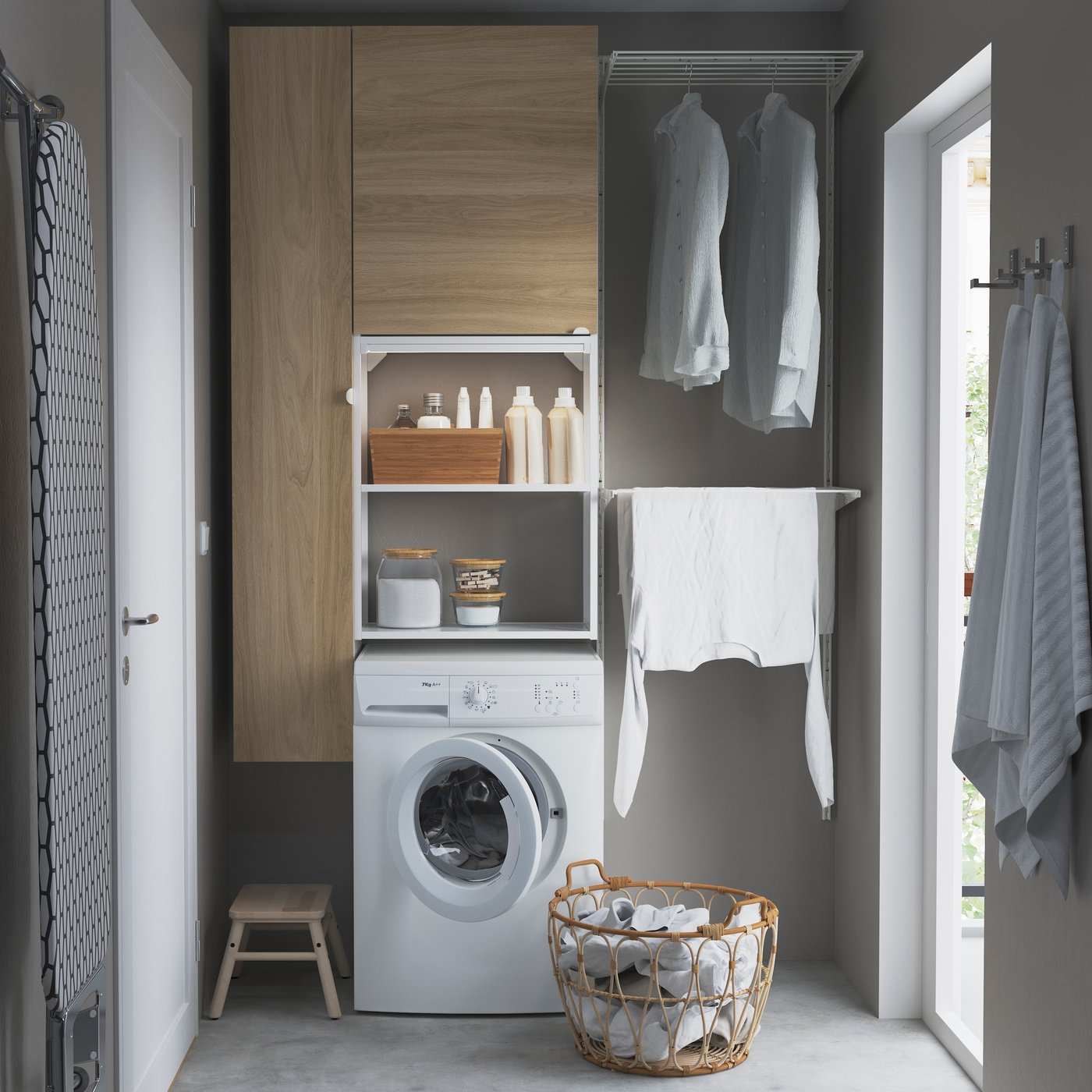 A white/oak effect ENHET storage combination