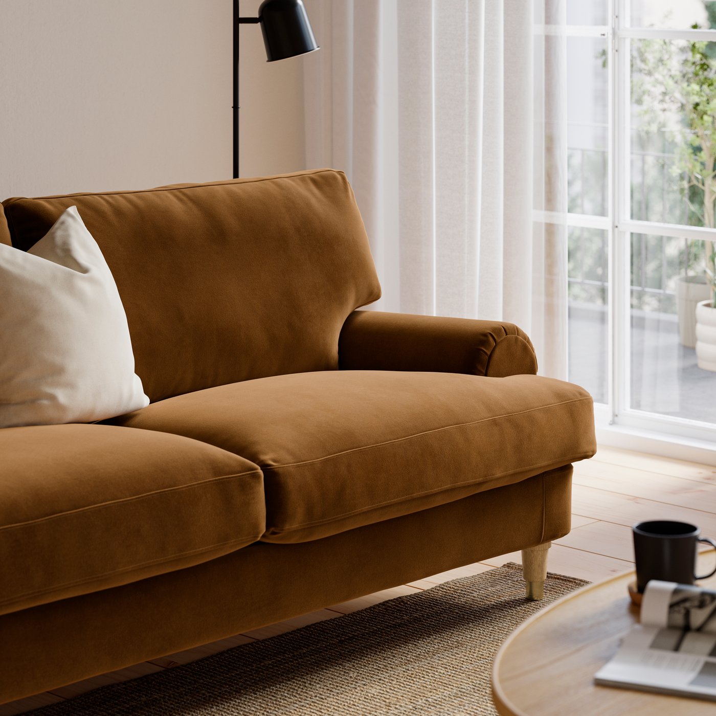2-pers. sofa, Alhamn mørk gul-brun
