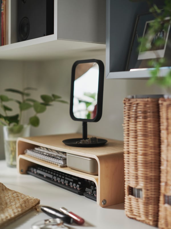A light grey-blue EKET cabinet