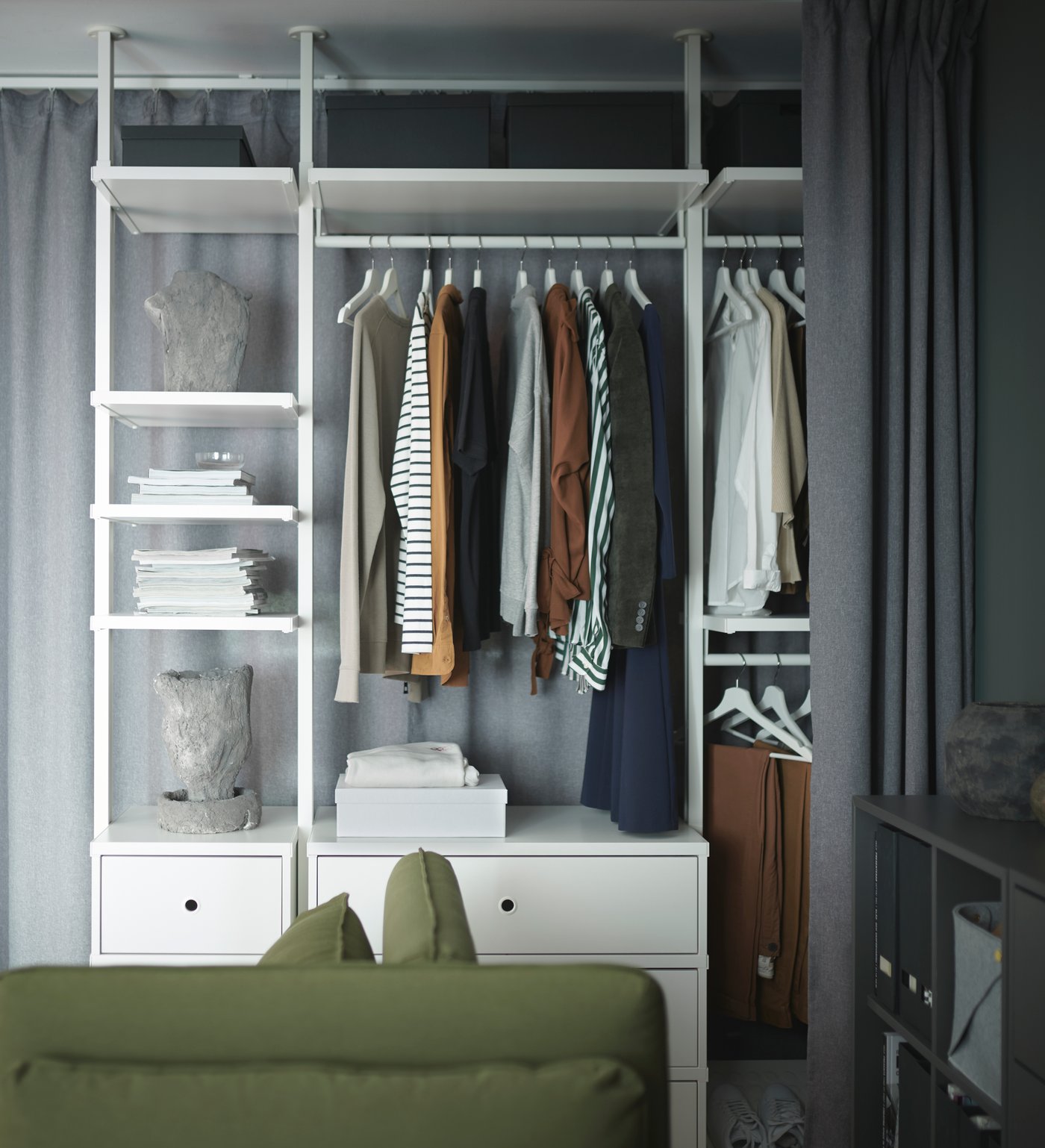 A white BUMERANG hanger in the bedroom