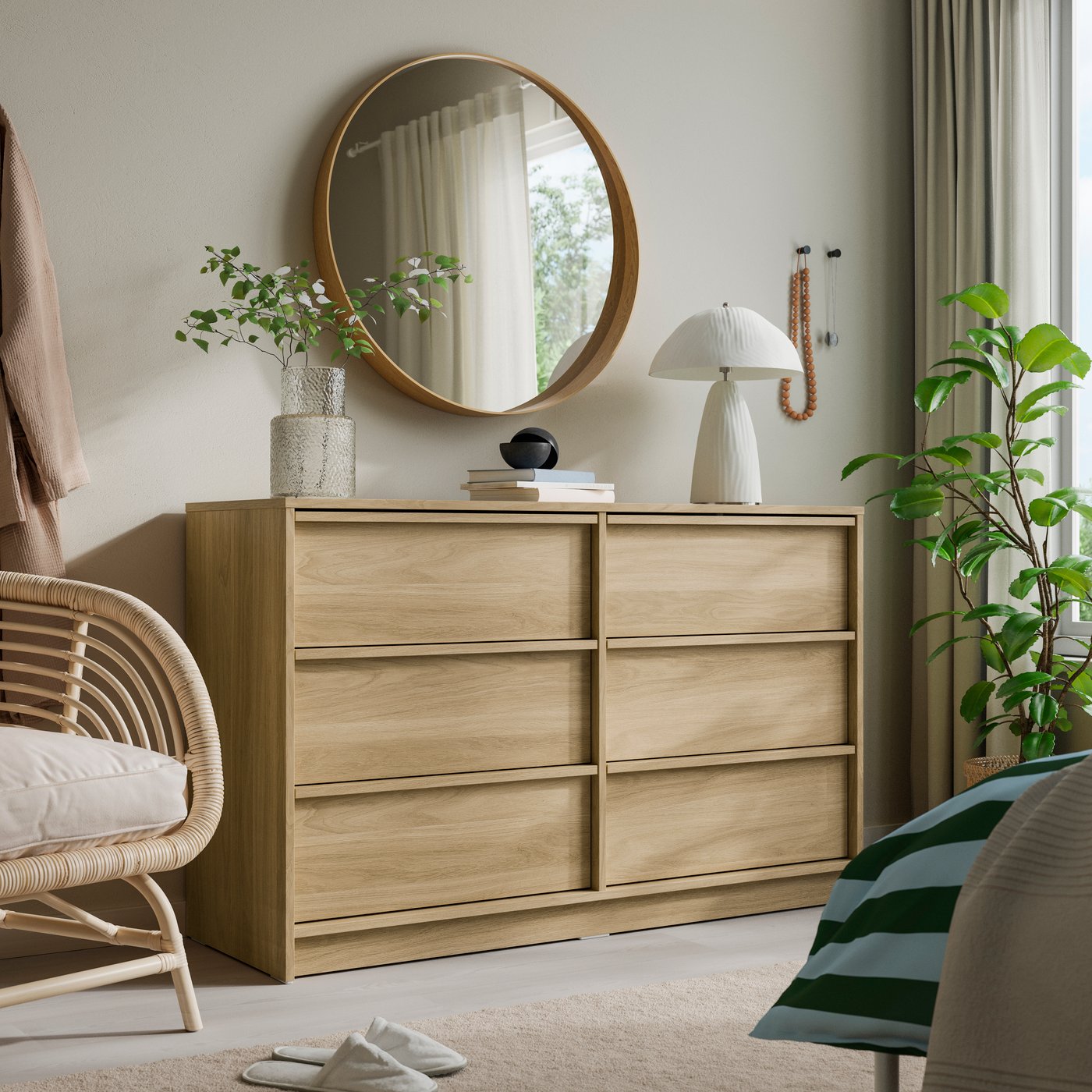 A with 2 inner drawers/oak effect ANKARUDDEN chest of 6 drawers in the bedroom