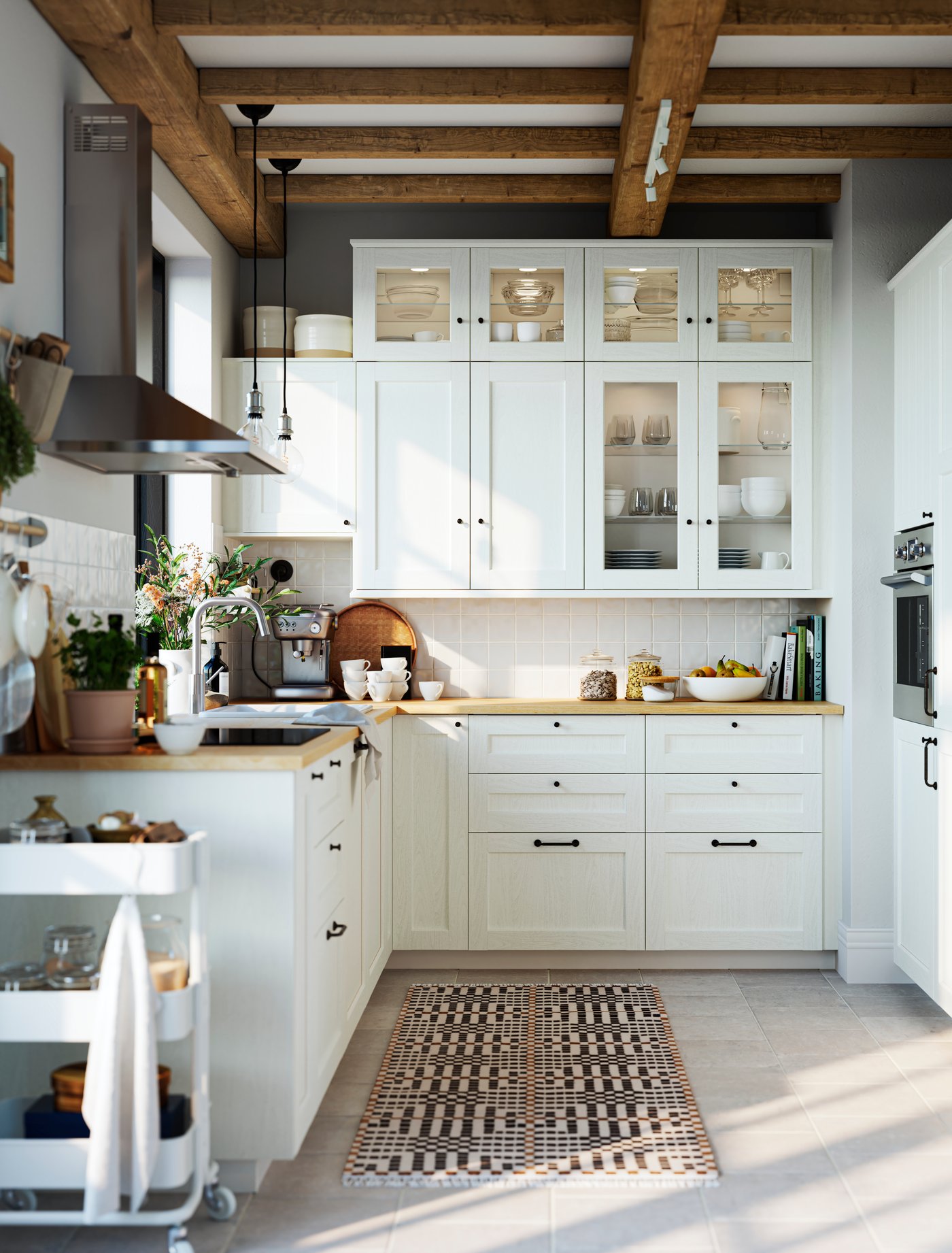 White ENKÖPING Voktorp kitchen in L pshape 