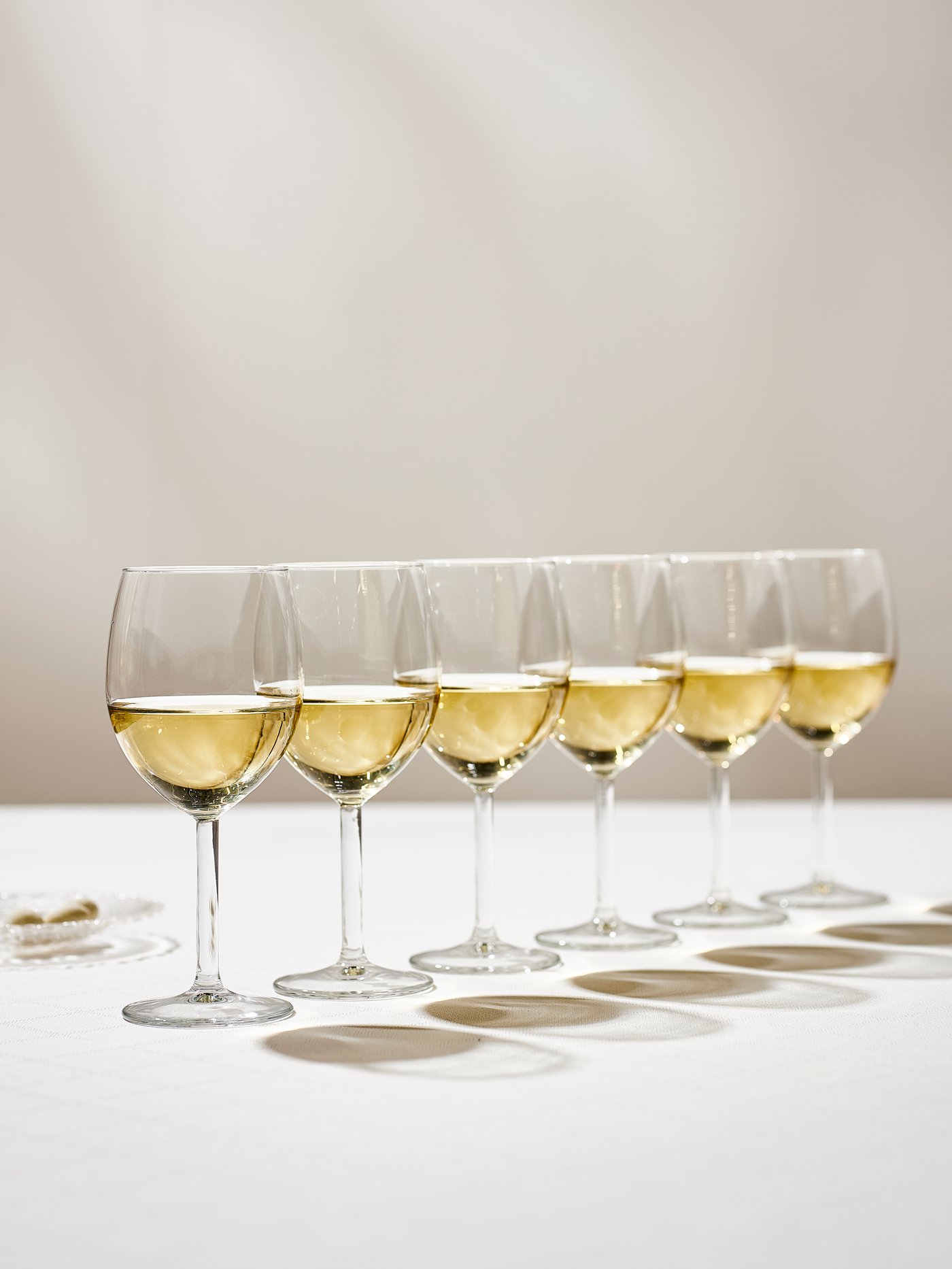 A clear glass SVALKA wine glass