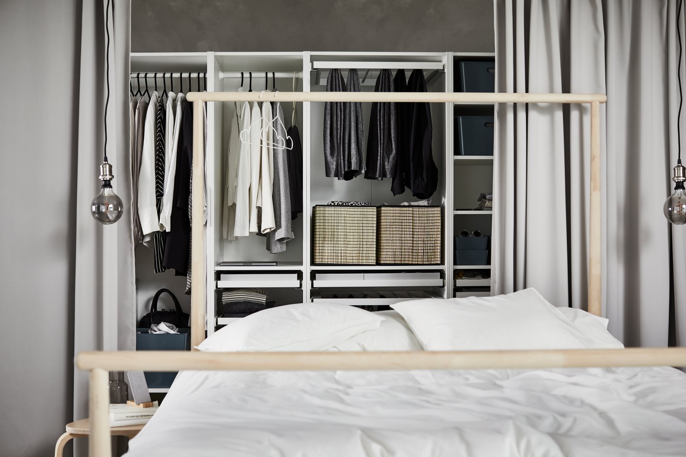 A birch/Luröy GJÖRA bed frame