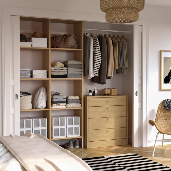 bedroom furniture, set of 2 221 cm oak veneer/white
